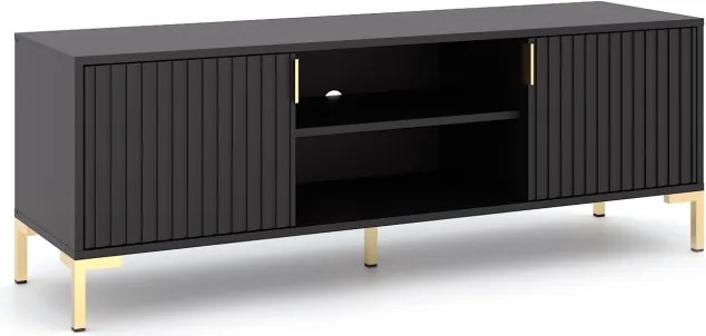 TV szekrény 2 ajtós fekete / fekete matt színkombinációban – FLINN FL02