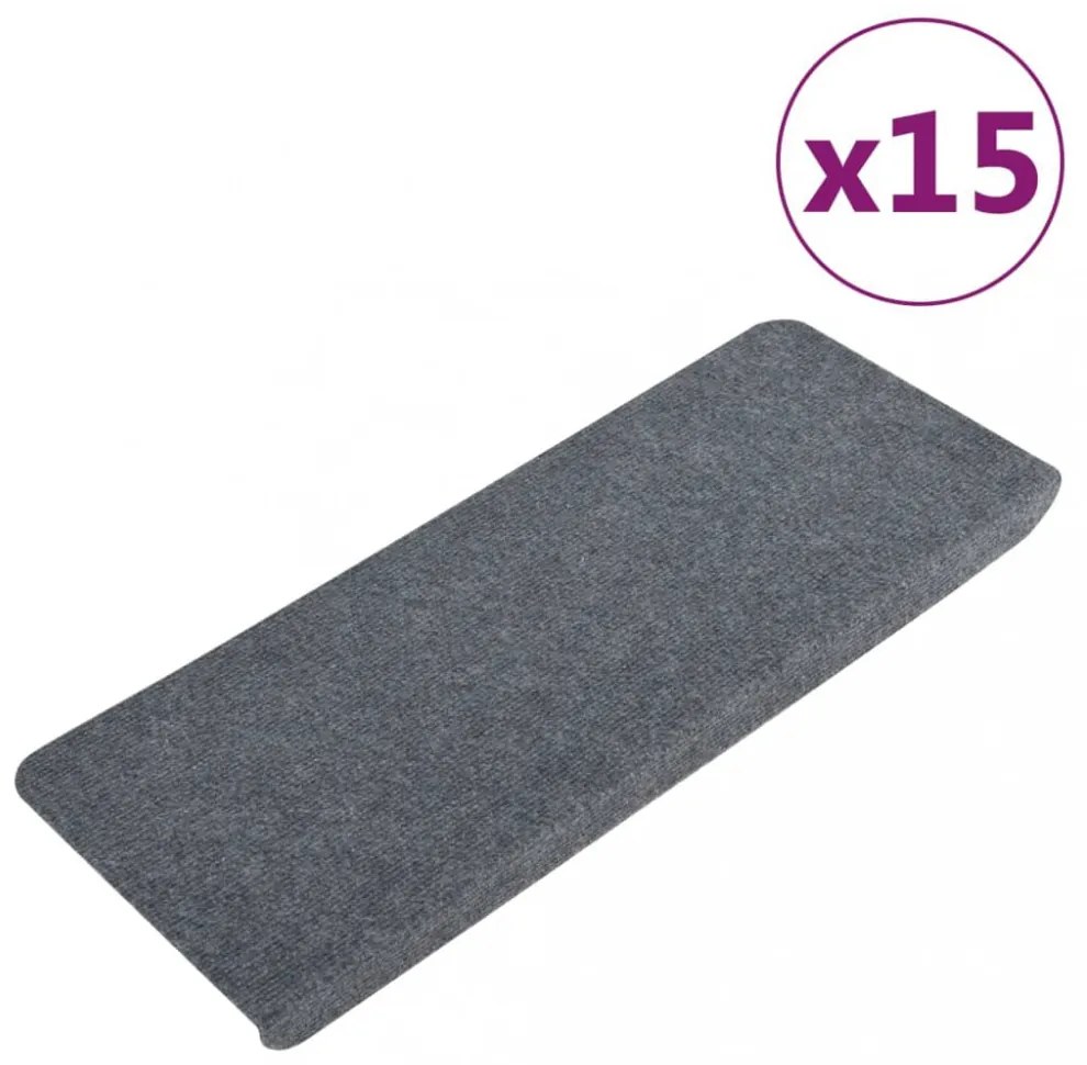 15 db szürke öntapadó lépcsőszőnyeg 65x24,5x3,5 cm