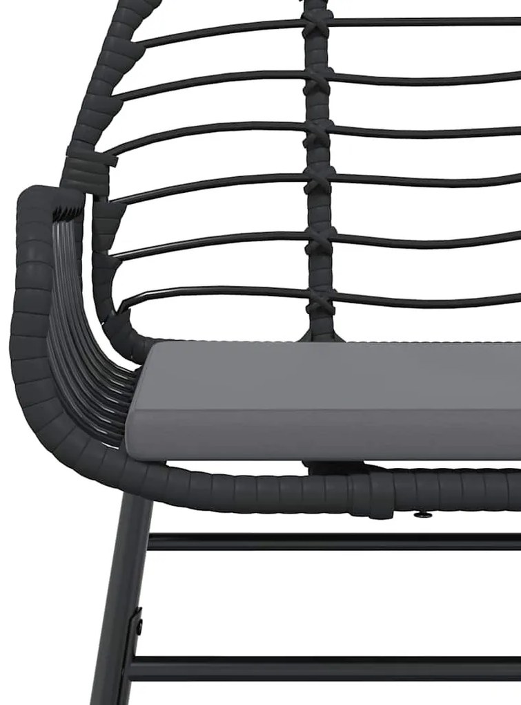 5 részes fekete polyrattan üveg kerti étkezőgarnitúra párnákkal