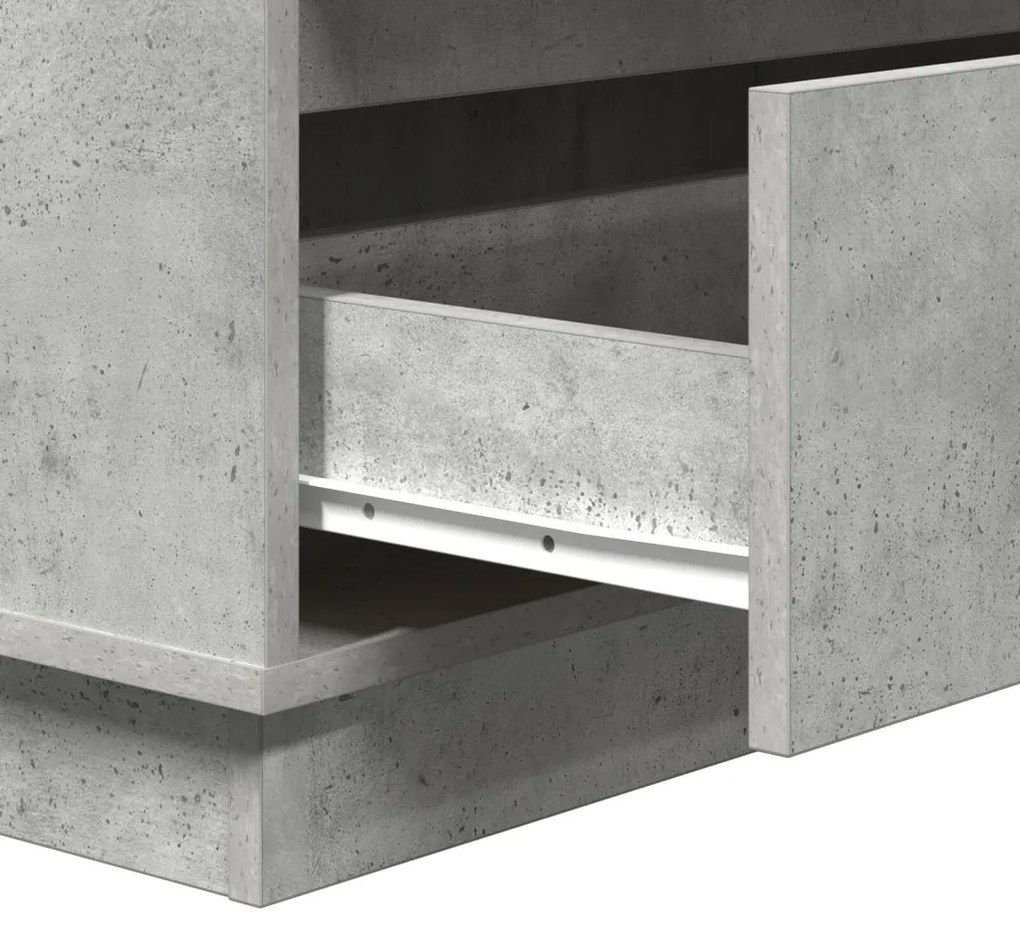 Éjjeli asztal LED világítással Beton szürke 71x34,5x75 cm Mérnöki fa
