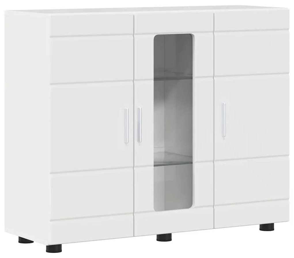 Széf polcokkal Magasfényű fehér 55.5 x 29 x 100 cm Faanyag