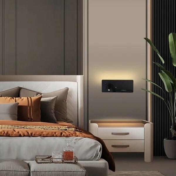 Immax 08287L-LED Fali lámpa polccal, USB-vel és vezeték nélküli töltéssel LED/3W/230V + LED/3W