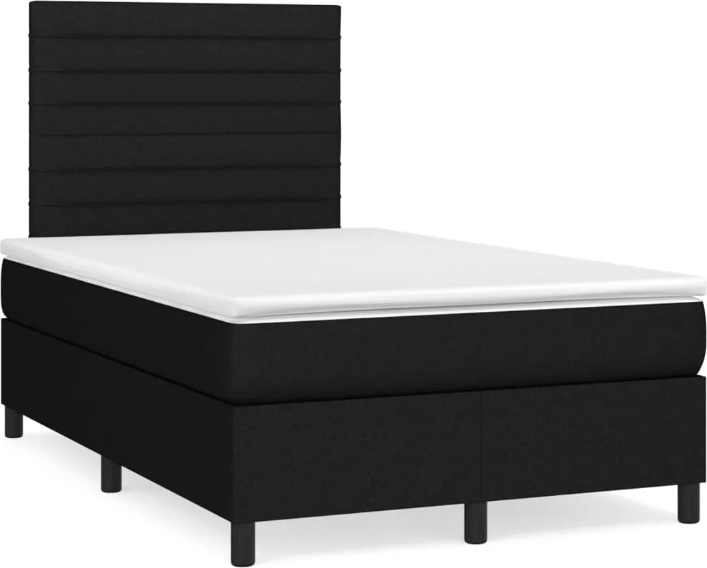vidaXL fekete szövet rugós ágy matraccal 120 x 200 cm