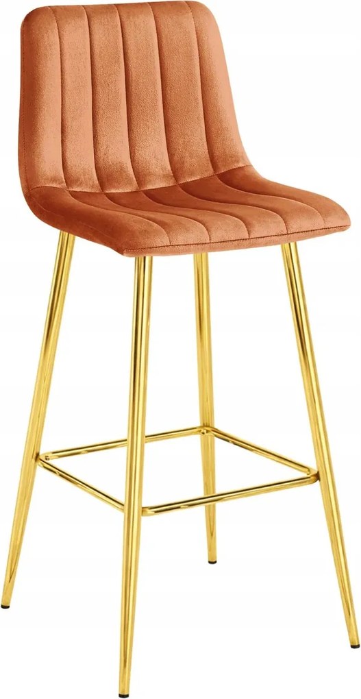 Bárszék POZZA VELVET arany lábakkal, terrakotta
