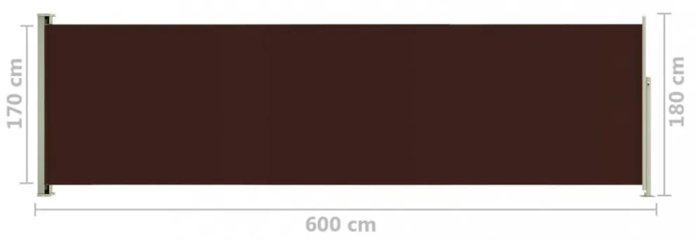 barna behúzható oldalsó terasznapellenző 180 x 600 cm
