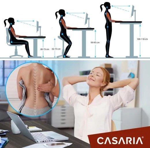 Casaria® Magasságban állítható irodai asztal 140x60x118 cm - barna