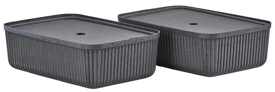 Fekete fedeles tárolódoboz szett 2 db-os 48x32x20,5 cm Pulp – Zone