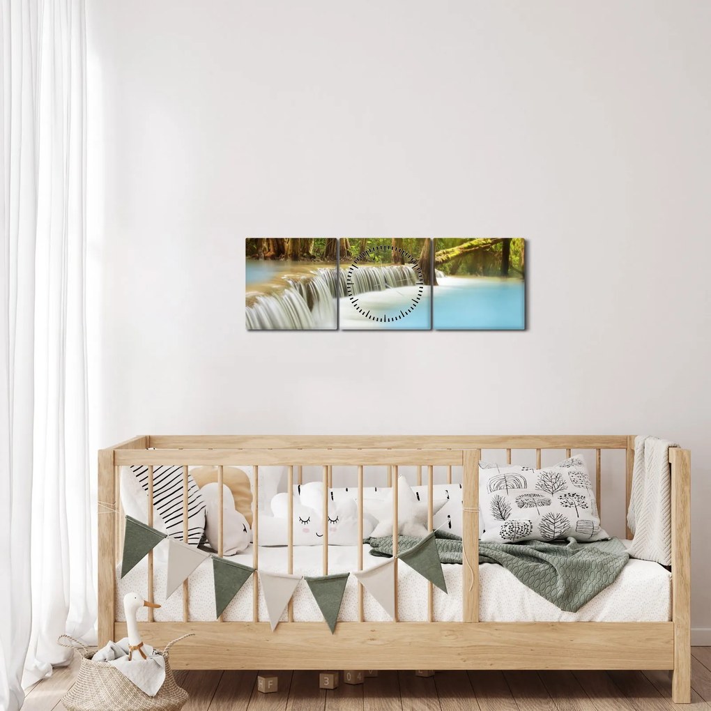uay Mae Kamin vízesés képe erdőben (órával) (90x30 cm)