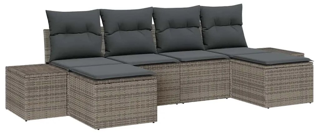 Kerti Kanapé Szett 6 pcs Szürke 184 x 62 x 85 cm Poli rattan