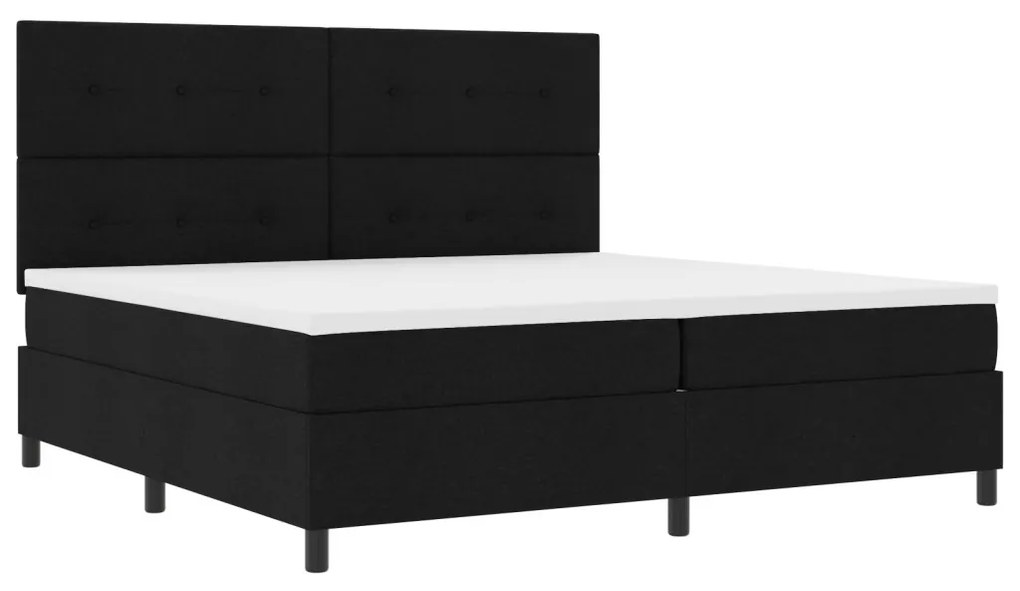 Boxrugós ágy matracmal fejtámlával Fekete 200 x 200 cm szövet