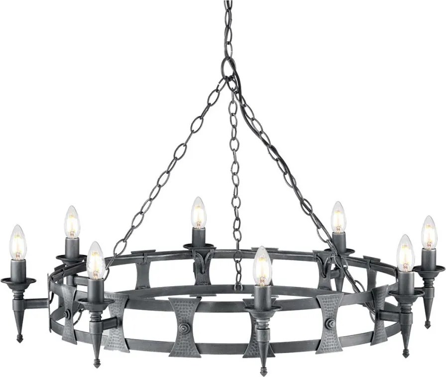 ELSTEAD SAX8-BLK-SIL SAXON Rusztikus Csillár Fekete E14 IP20
