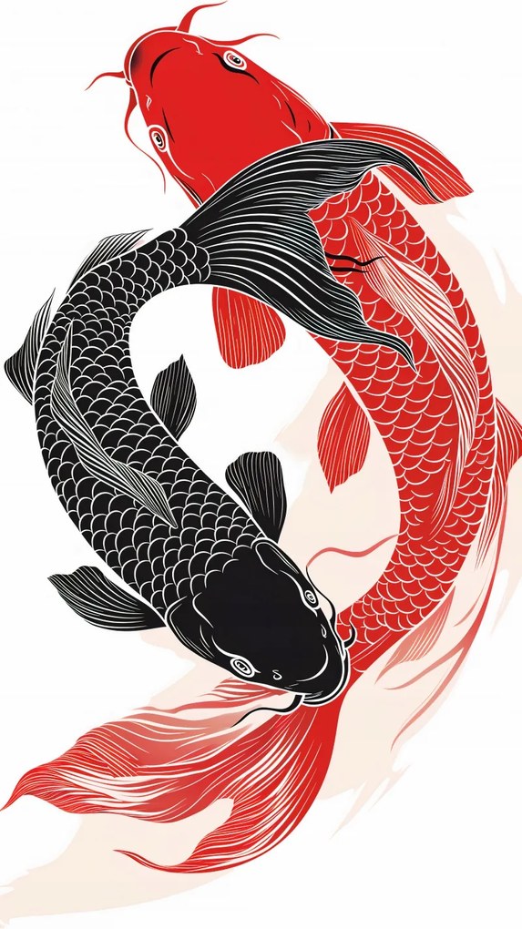 Poszter 50x100cm Yin és Yang Koi