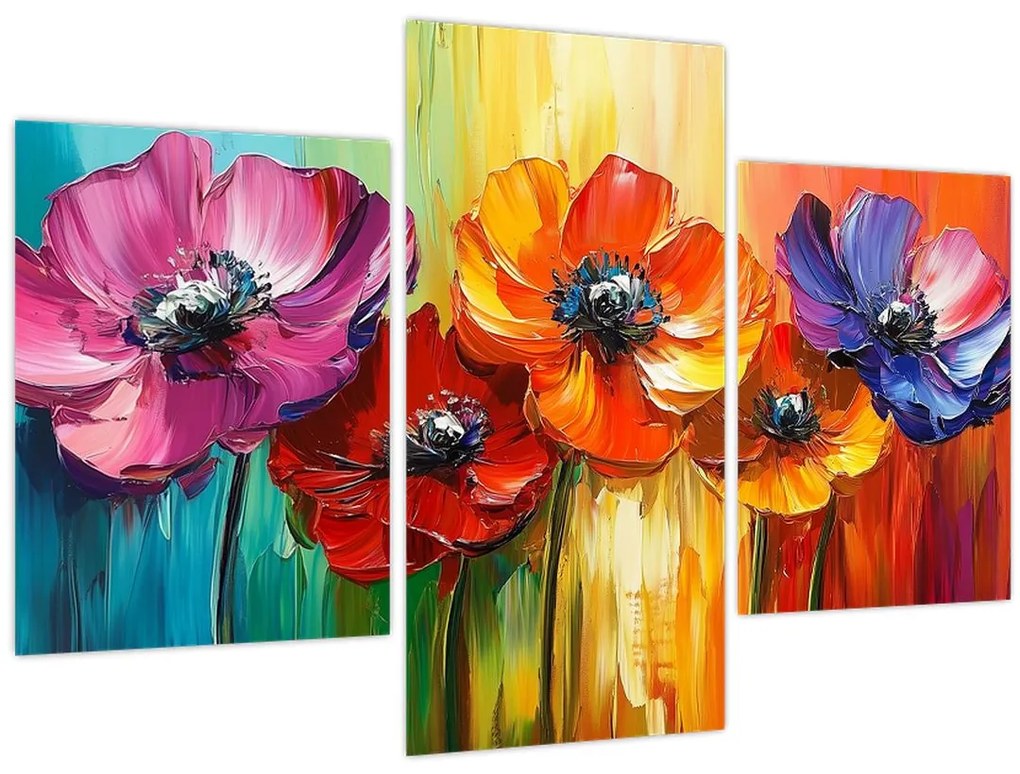 Kép - Öt színes virág (90x60 cm)
