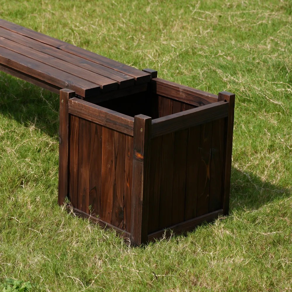 Fa kerti pad virágládákkal, barna, SASIL