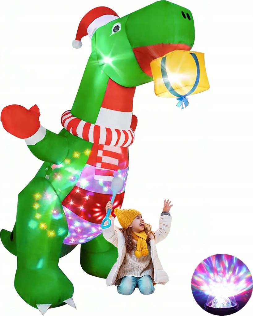 Felfújható Világító Dinoszauruszok XXL Karácsonyi Dekoráció Led Karácsonyi Dekoráció 240CM