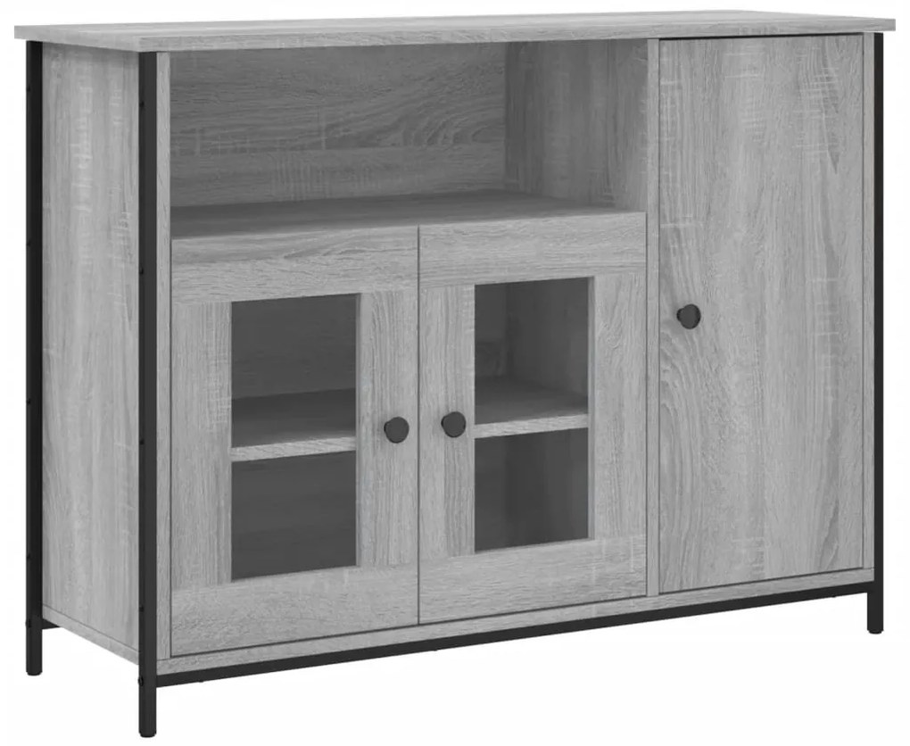 szürke sonoma színű szerelt fa tálalószekrény 100 x 35 x 75 cm