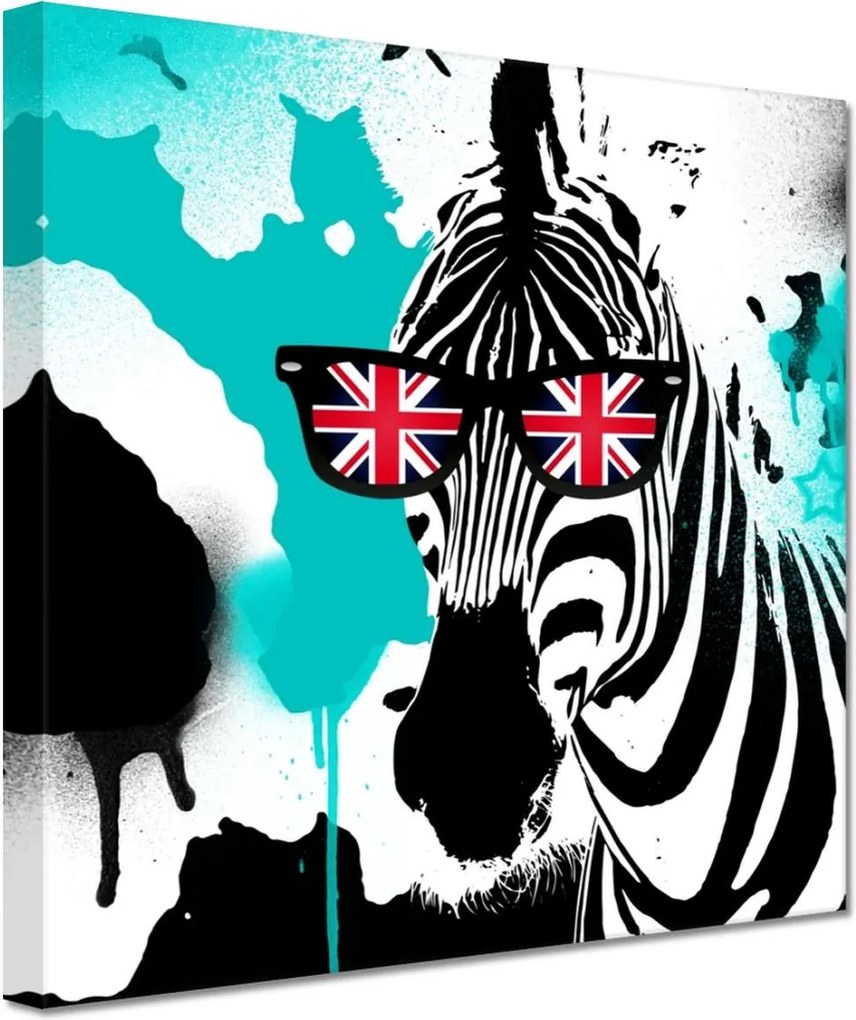 Vászonkép 20x20 Zebra Punk Star Türkiz