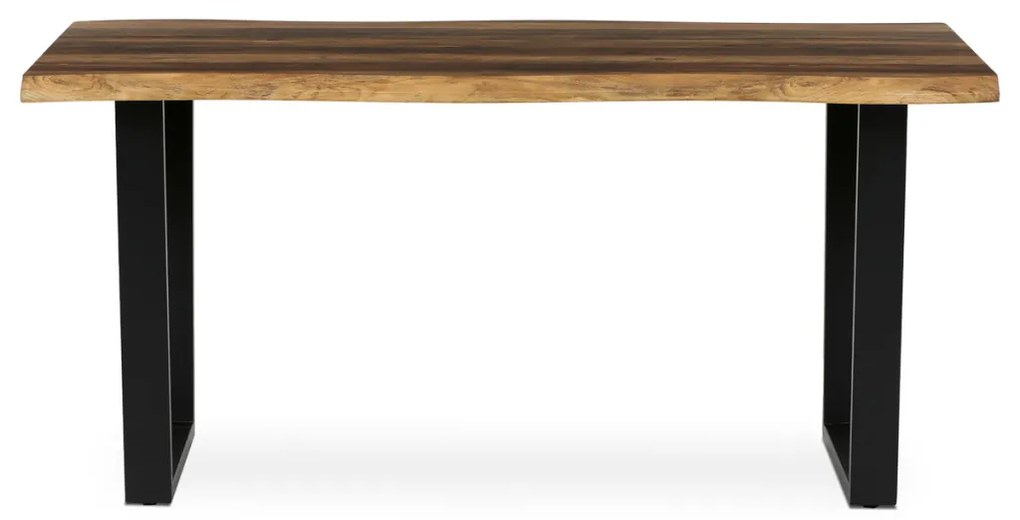 Masă de sufragerie, 160x90x75 cm, blat MDF, decor lemn vechi, picioare metalice in forma de U