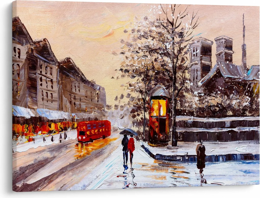 Kép - Egy téli város festménye (70x50 cm)