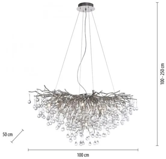 Paul Neuhaus 2192-55 - Csillár zsinóron ICICLE 10xG9/40W/230V 50x100 cm króm