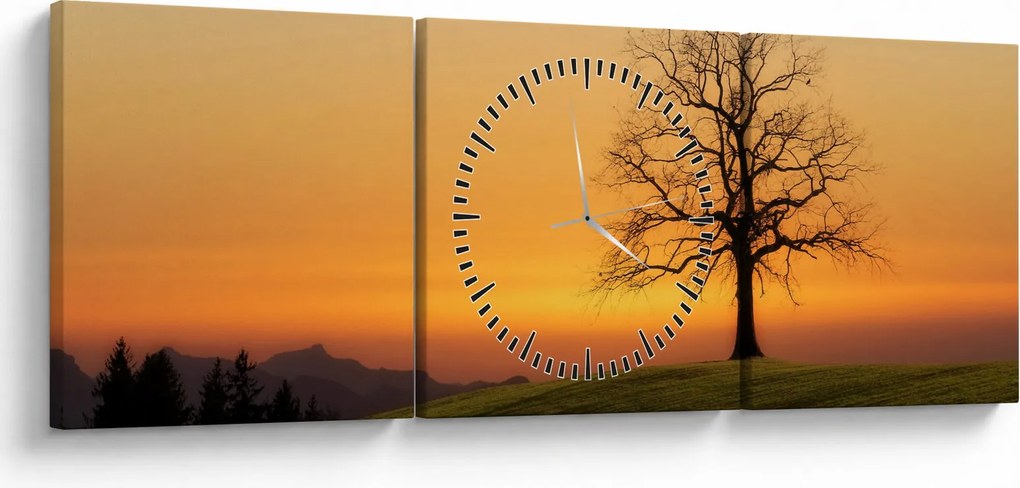 Naplemente a réten képe (órával) (90x30 cm)