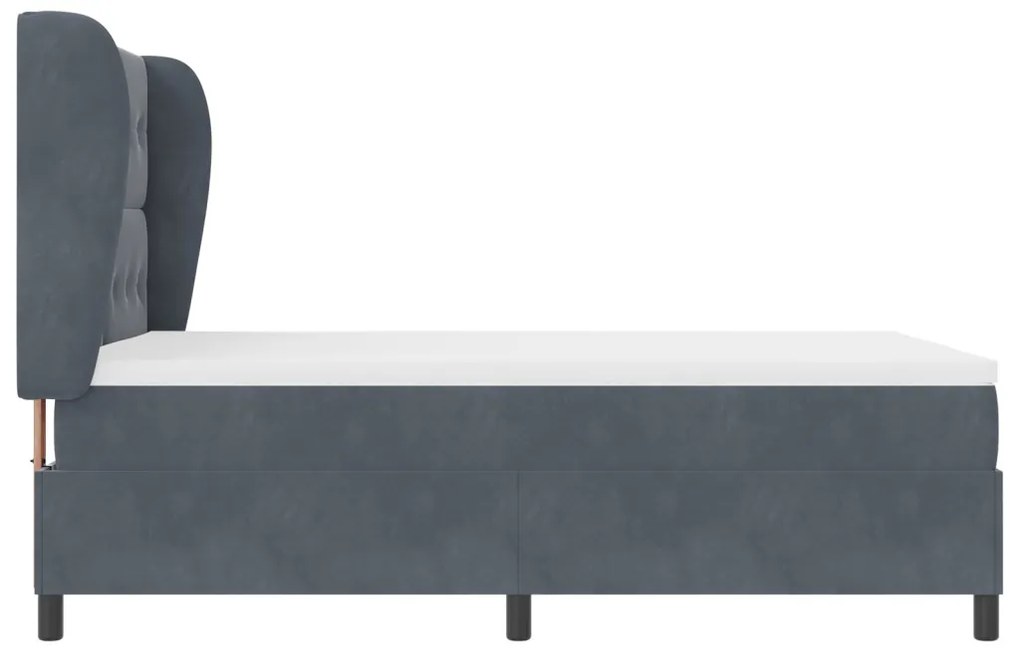 Ágykeret Mattress-szel - Sötétszürke - 140x200 cm - Bársonyos