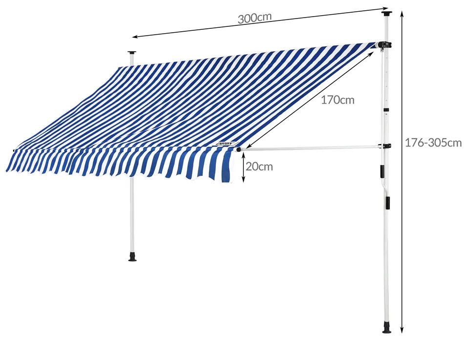 Deuba Napellenző 300 cm - kék/fehér