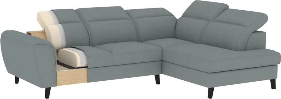 Világosbarna bársony kinyitható-tárolóhelyes sarokkanapé (jobb oldali-L alakú) Noble – ELTAP