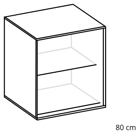 MADRID 6 komód, 80x94x45, tölgy sonoma/fekete üveg