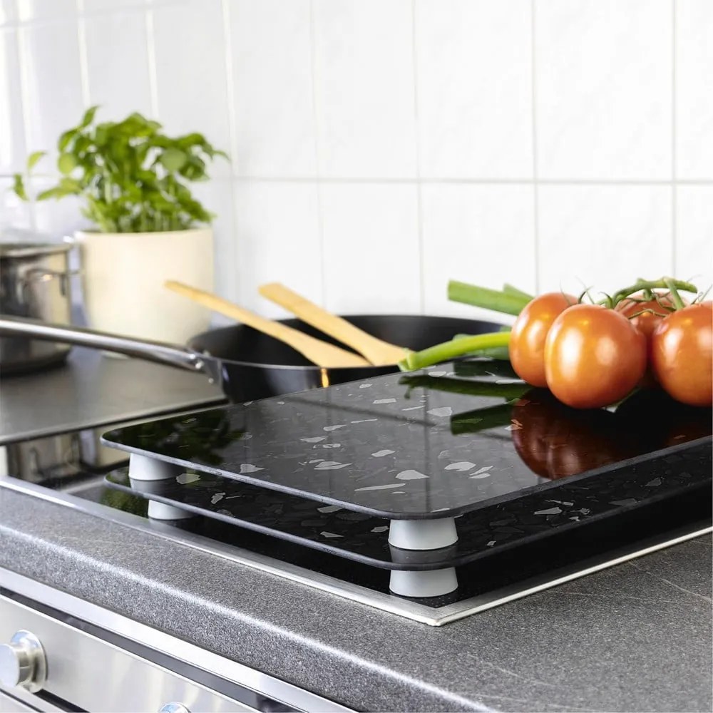 Fekete üveg tűzhely fedőlap szett 2 db-os Universal – Wenko