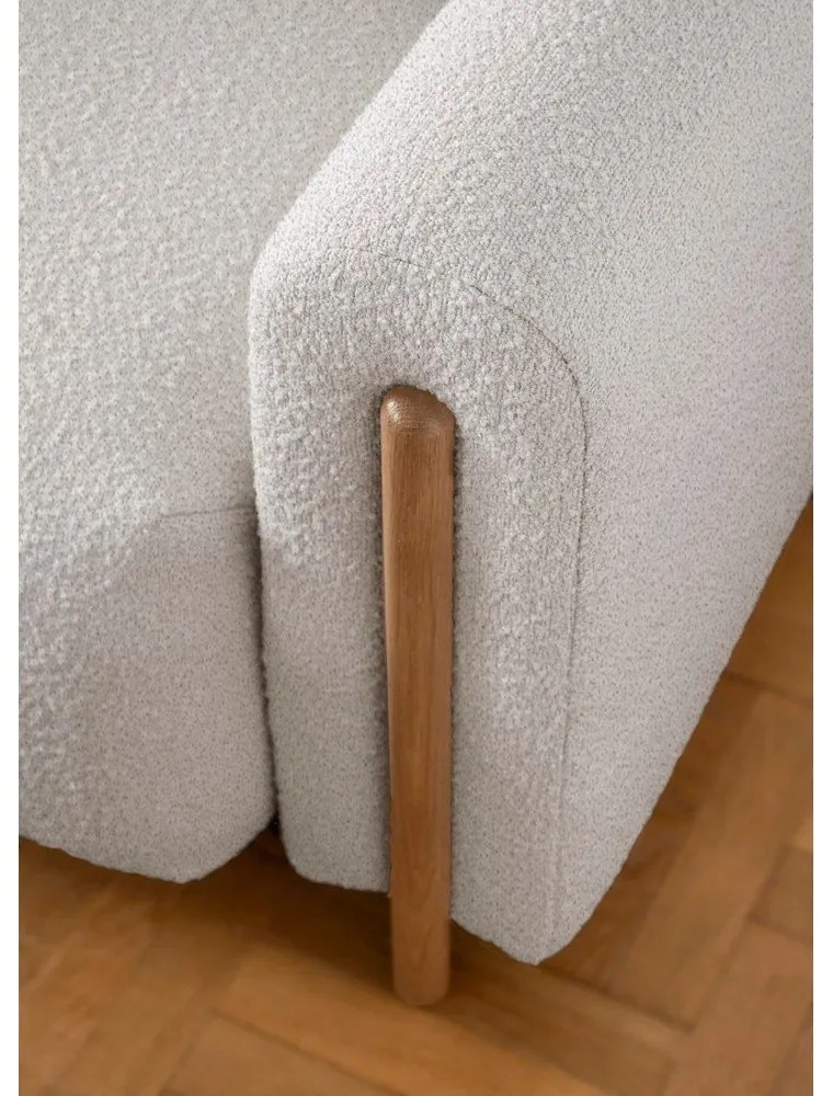 Szürkésbézs buklé kinyitható-tárolóhelyes kanapé 244 cm Arcadova – ELTAP