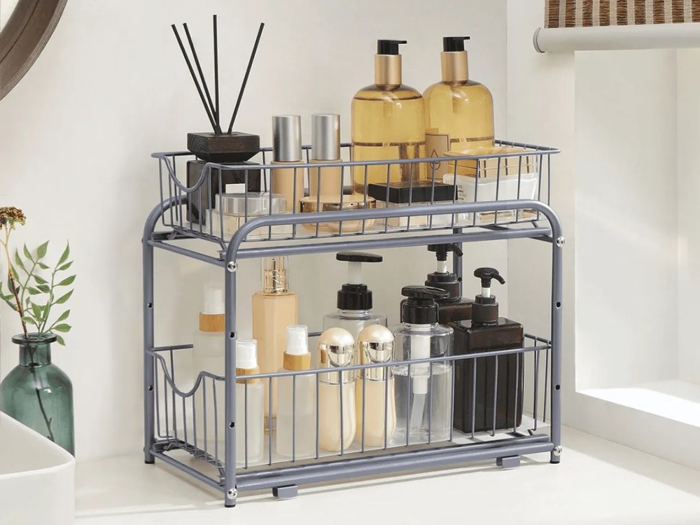 Tároló húzható kosarakkal SOLIDO egymásra rakható, szürke