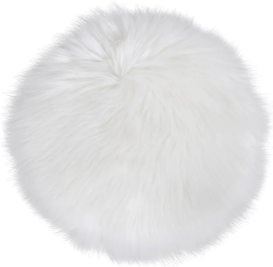 Mesterséges báránybőr ülőpárna, fehér, 35 cm