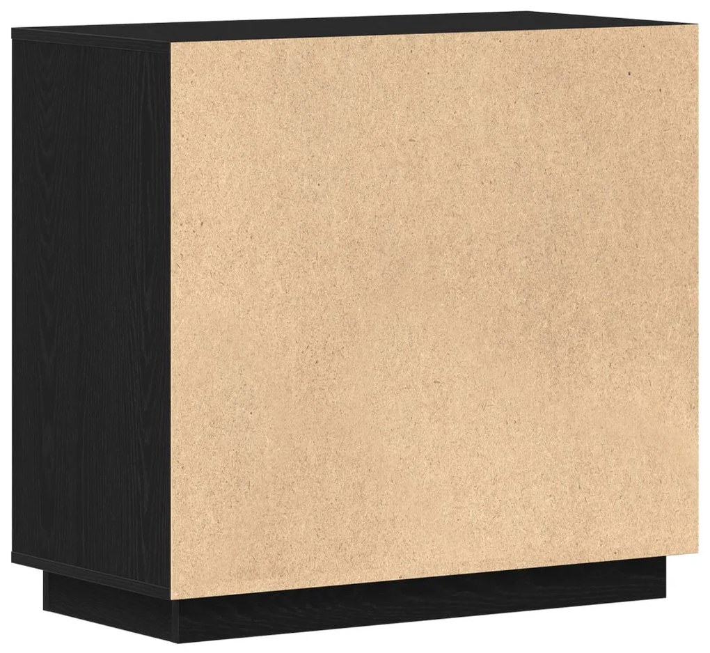 Oldalszekrény Fekete Tölgy 80x34x75 cm Műszaki Fa