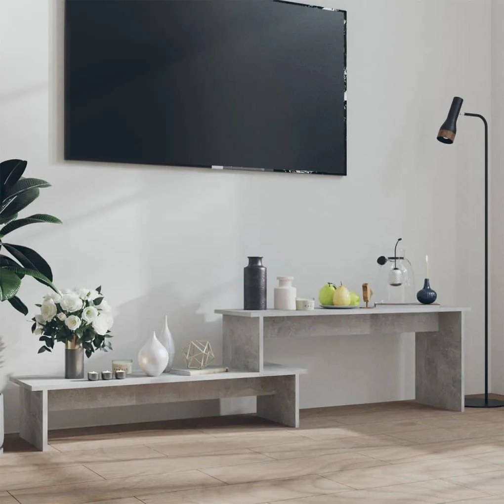 betonszürke szerelt fa TV-szekrény 180 x 30 x 43 cm