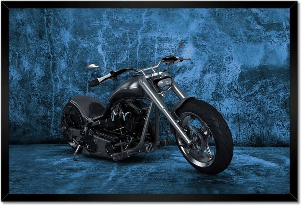Poszterek keretben 60x40 Kék fal Motorkerékpár