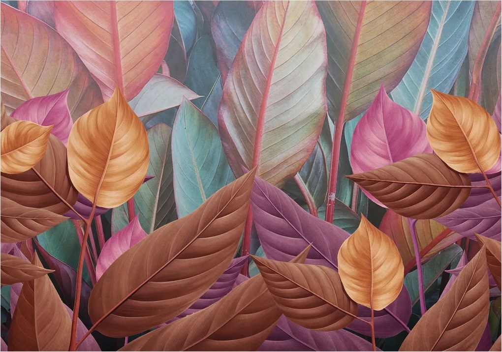 Fotótapéta Flizelin Dekoratív tapéta Színes levelek 312x219 Ragasztó