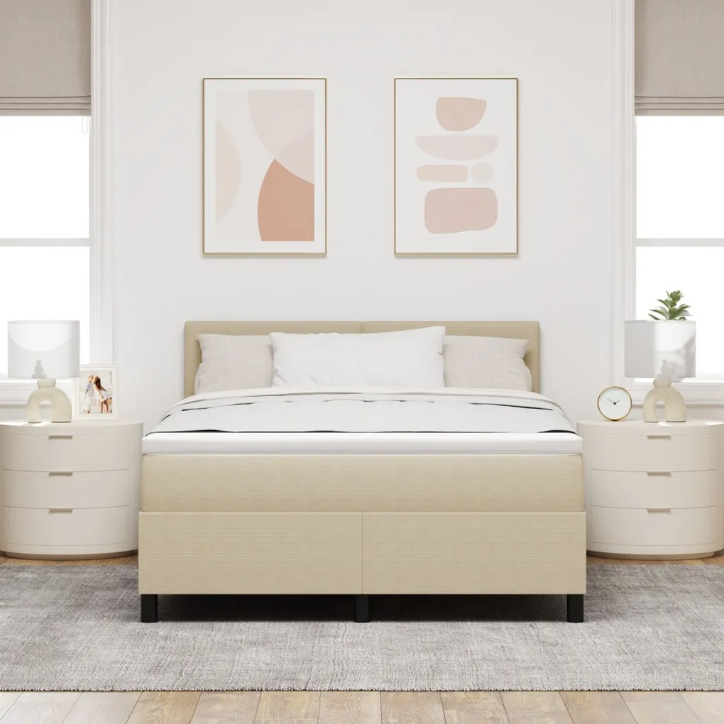 Boxspring Ágy Matrac&LED Fény Zöld Szürke 140x200 cm Corduroy Anyag