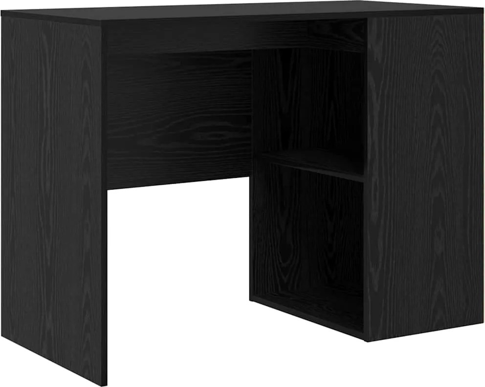 vidaXL Asztal polcokkal Fekete tölgy 102 x 50 x 75 cm Faanyag