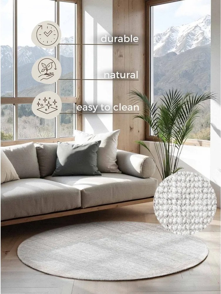 Világosszürke kétoldalas-kézi szövésű juta kerek szőnyeg ø 160 cm Bouclé Jaipur – Hanse Home