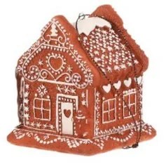 Karácsonyi dekoráció mézeskalács házkaMézeskalács, függő, polirezín, LED