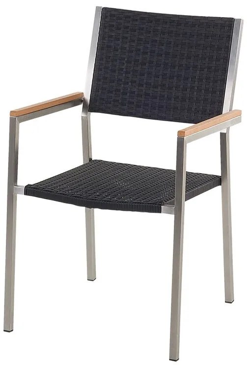 Kerti étkező szett Grosso (fekete) (rattan szék) (6 személy számára) (gránit). 1011621