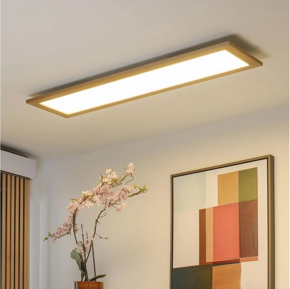 Brilagi - LED Dimmelhető lámpatest SLIMFRAME WOOD LED/58W/230V 124x34 cm + távirányító