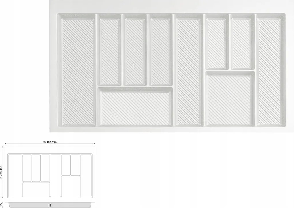 Max fiókbetét szekrényhez 90cm evőeszköztartó fehér Rejs