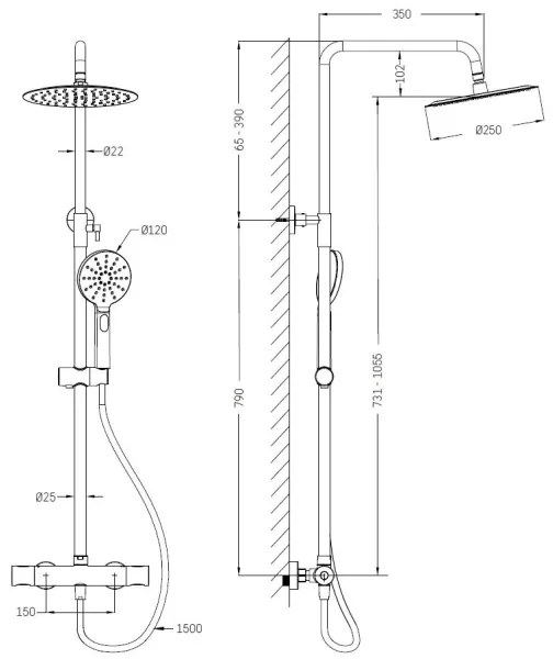 DRAGOR termosztátos zuhanyszett, fényes króm