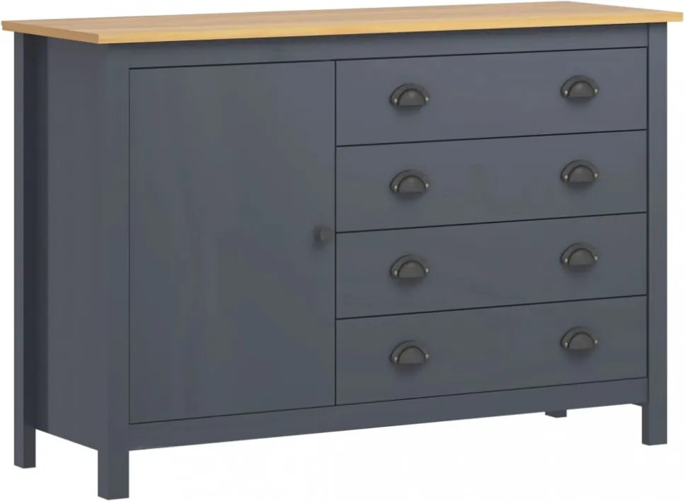 Hill range szürke tömör fenyőfa komód 120 x 40 x 80 cm