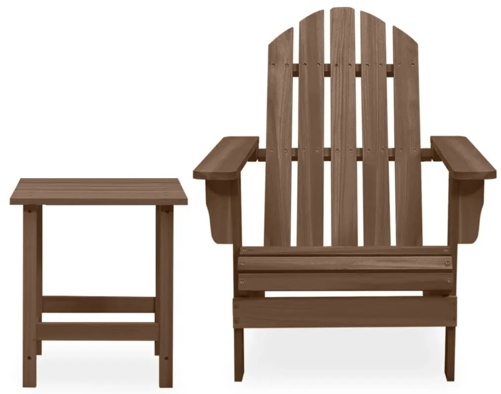 vidaXL barna tömör fenyőfa kerti adirondack szék asztallal