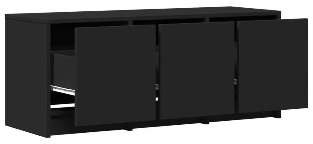 fekete szerelt fa TV-szekrény LED-ekkel 97 x 34 x 50 cm