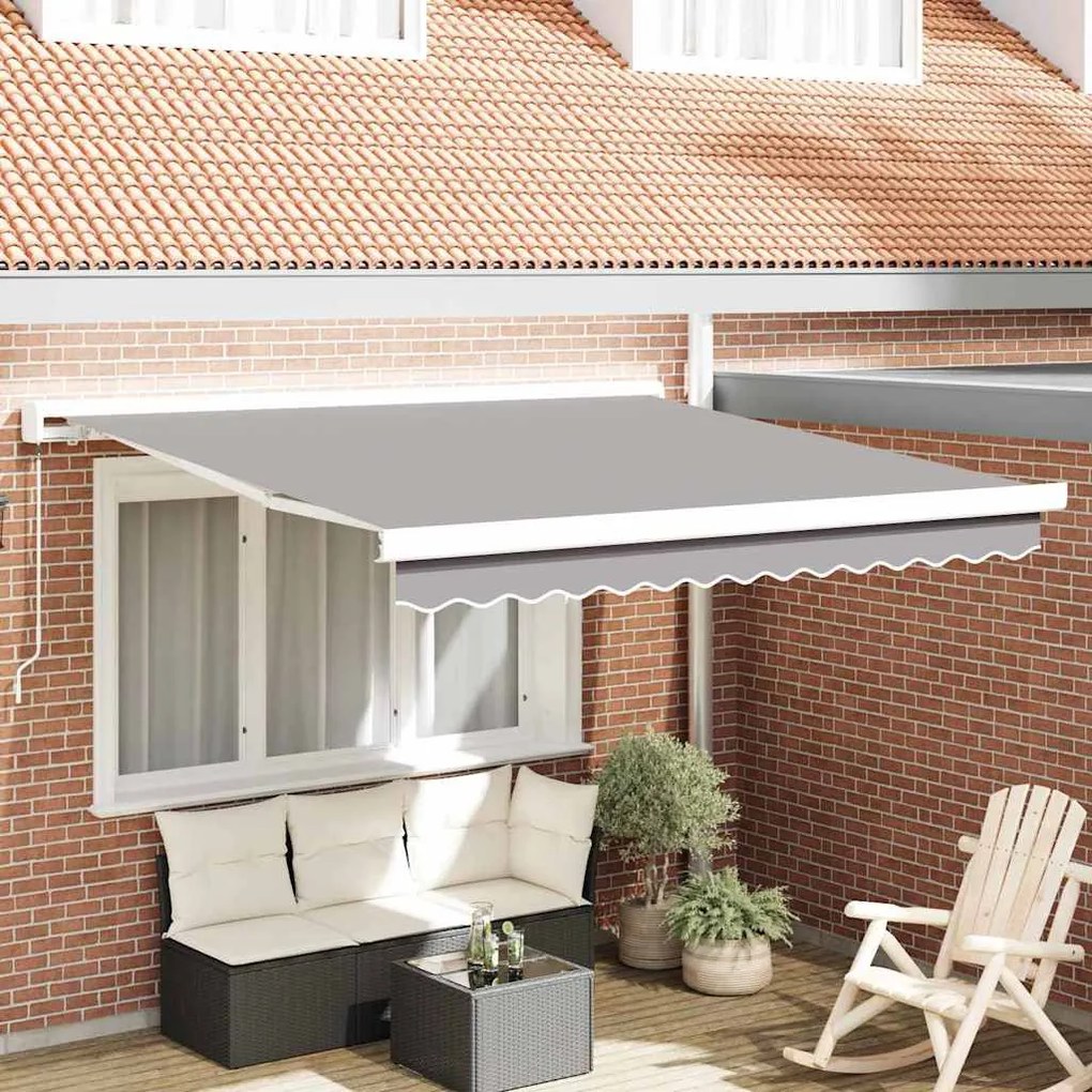 Behúzható napellenző Világosszürke 300 x 250 cm Szövet, Fém
