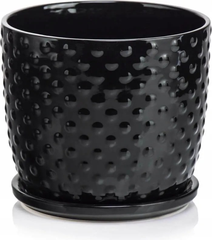 Kerámia Virágtartó Állvánnyal 15 x 14 cm Fekete